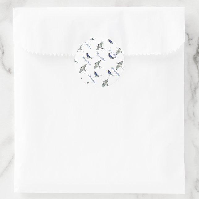 Swallow bird pattern classic round sticker (Bag)