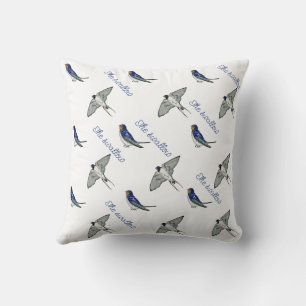 Swallow bird pattern cushion