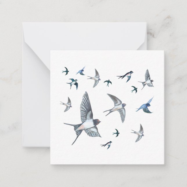 Swallow Birds Flying Illustration Card (Front)
