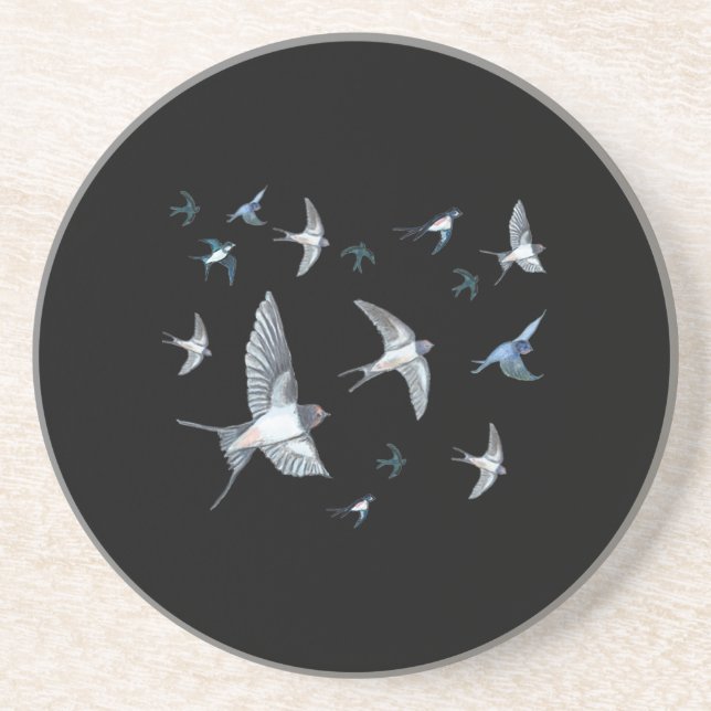Swallow Birds Flying Illustration Coaster (Front)