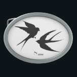 Swallow Birds Silhouettes Thunder_Cove  Belt Buckle<br><div class="desc">Swallow Birds Silhouettes courting flight,  to personalise by changing to your name on  any background colour</div>