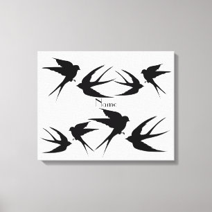Swallow Birds Silhouettes Thunder_Cove Canvas Print