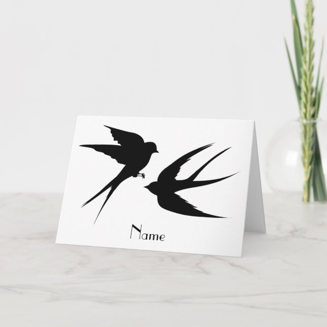 Swallow Birds Silhouettes Thunder_Cove  Card (Front)