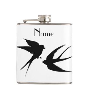 Swallow Birds Silhouettes Thunder_Cove  Hip Flask