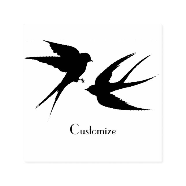Swallow Birds Silhouettes Thunder_Cove  Self-inking Stamp (Design)