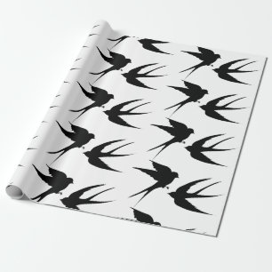 Swallow Birds Silhouettes Thunder_Cove  Wrapping Paper