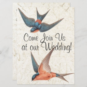 Swallow Birds Wildlife Animals Wedding Invitation