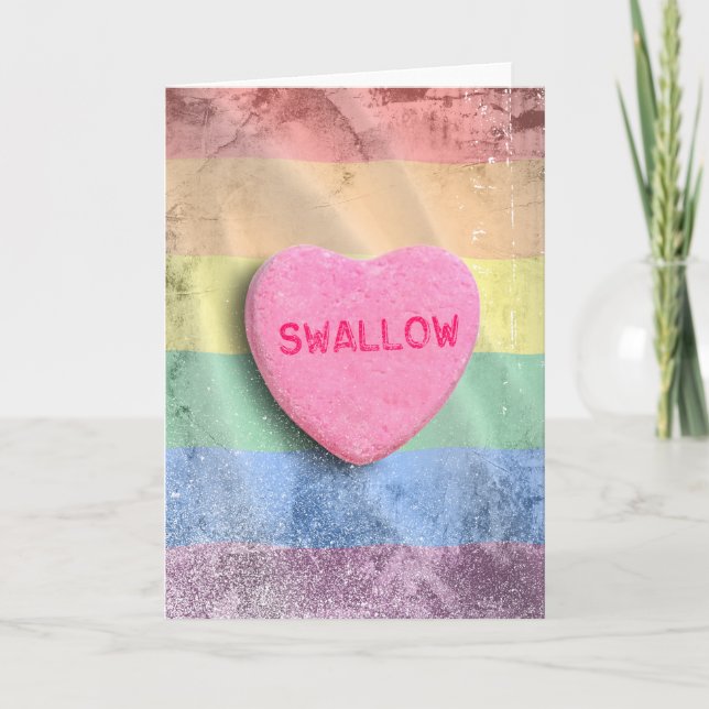 Swallow Candy Heart Holiday Card (Front)