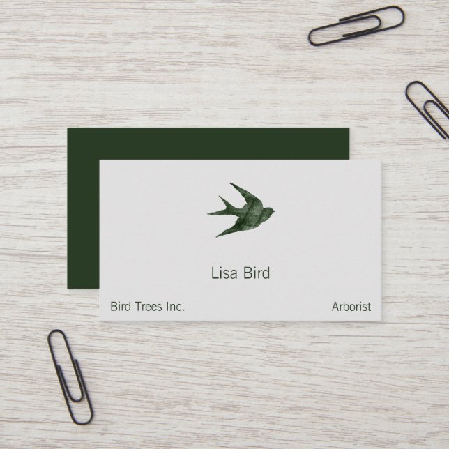 Swallow (Letterpress Style) Business Card (Front/Back In Situ)