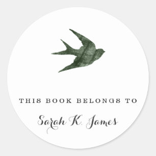 Swallow (Letterpress Style) Classic Round Sticker