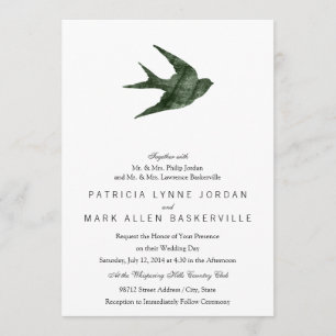 Swallow (Letterpress Style) Invitation