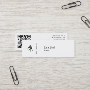 Swallow (Letterpress Style) with QR code Mini Business Card