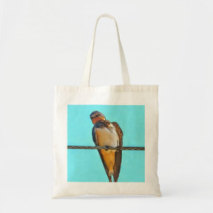 Swallow On A Wire Black Outline Art Tote Bag