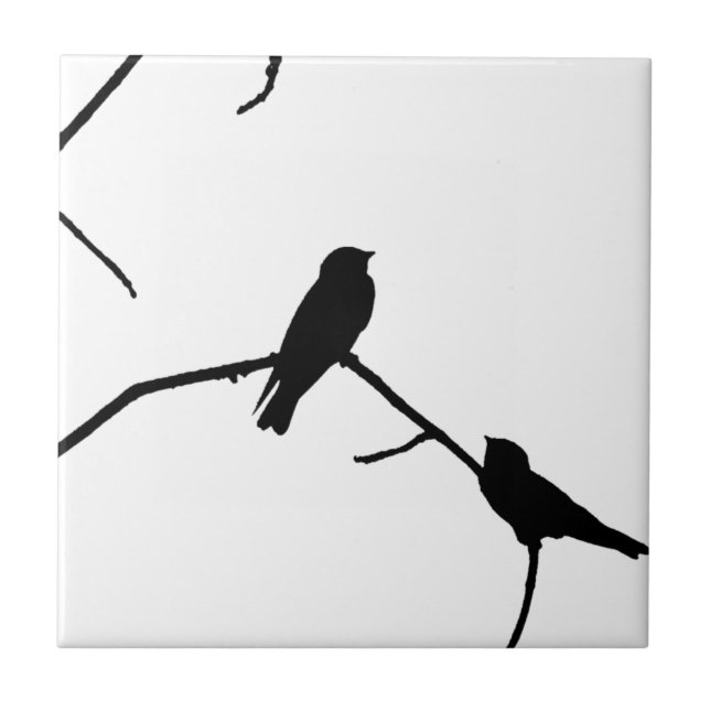 Swallow or Swifts Silhouette Love Bird Watching Ceramic Tile (Front)