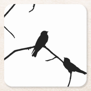 Swallow or Swifts Silhouette Love Bird Watching Square Paper Coaster