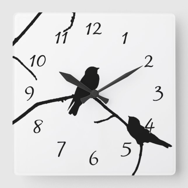 Swallow or Swifts Silhouette Love Bird Watching Square Wall Clock (Front)