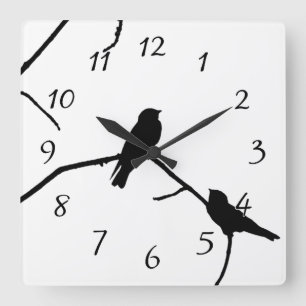 Swallow or Swifts Silhouette Love Bird Watching Square Wall Clock