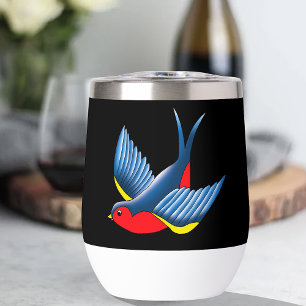 Swallow Red Blue Tattoo