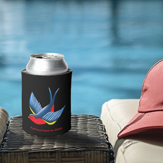 Swallow Red Blue Tattoo Can Cooler (Creator Uploaded)