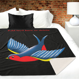 Swallow Red Blue Tattoo Sherpa Blanket
