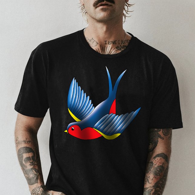 Swallow Red Blue Tattoo T-Shirt (Creator Uploaded)