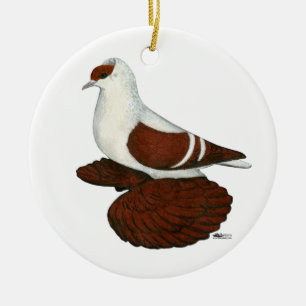 Swallow:  Red Fullhead Ceramic Ornament