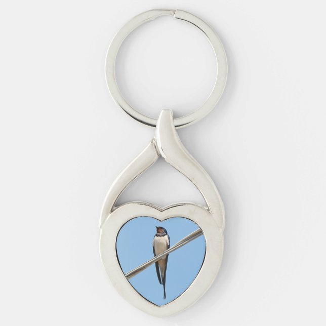 Swallow sitting on wire key ring (Front)
