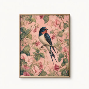 Swallow Sweet Pea Chinoiserie Poster