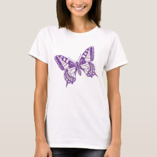 Swallow-tail butterfly graphic inked purple T-Shirt