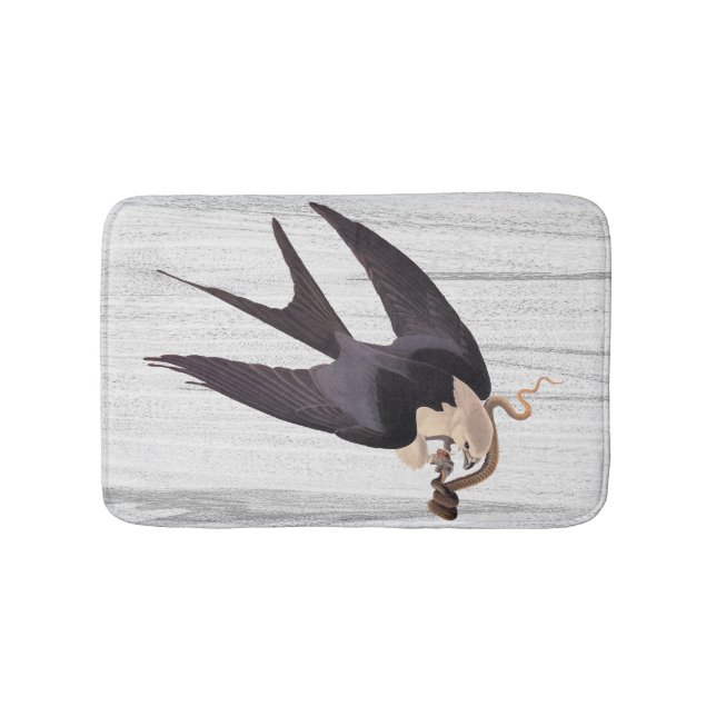 Swallow Tailed Hawk with Snake on Rustic Grey Bath Mat (Front)