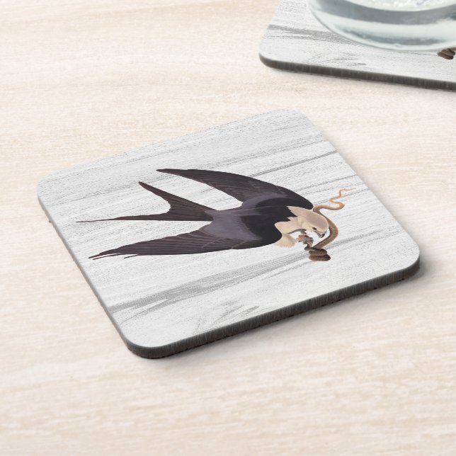 Swallow Tailed Hawk with Snake on Rustic Grey Coaster (Left Side)
