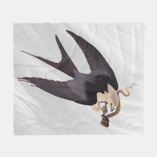 Swallow Tailed Hawk with Snake Vintage Audubon Fleece Blanket