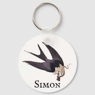 Swallow Tailed Hawk with Snake Vintage Audubon Key Ring