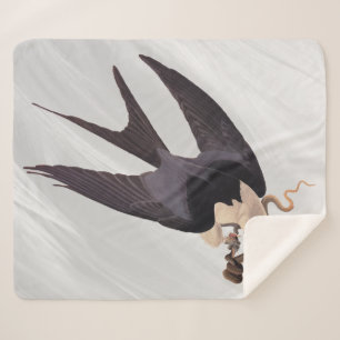 Swallow Tailed Hawk with Snake Vintage Audubon Sherpa Blanket