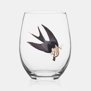 Swallow Tailed Hawk with Snake Vintage Audubon Stemless Wine Glass