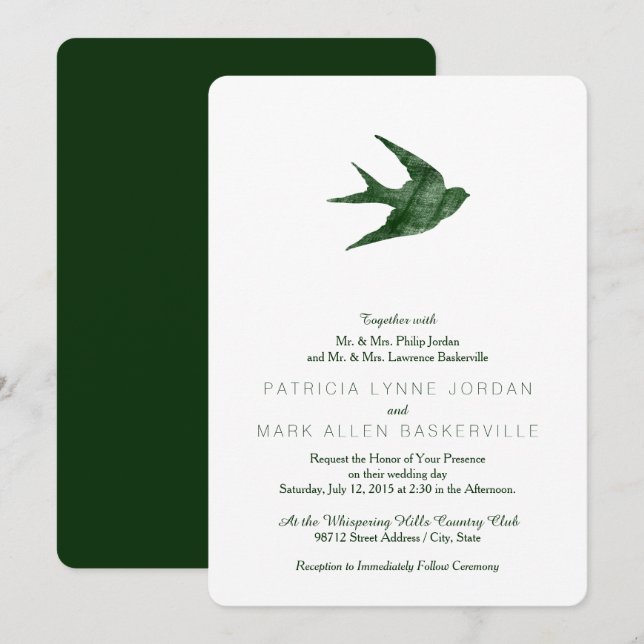 Swallow Vintage  Invitation (Front/Back)