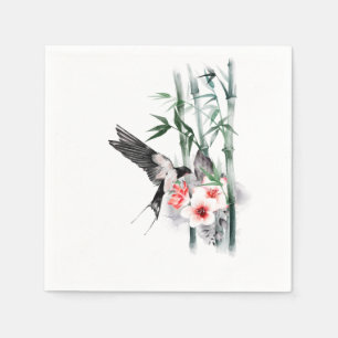 Swallow with Bamboo and flowers Classic Napkin