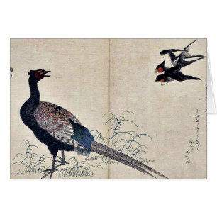 Swallows and pheasant by Kitagawa, Utamaro Ukiyoe