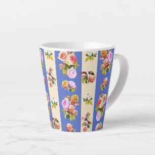 Swallows and roses latte mug