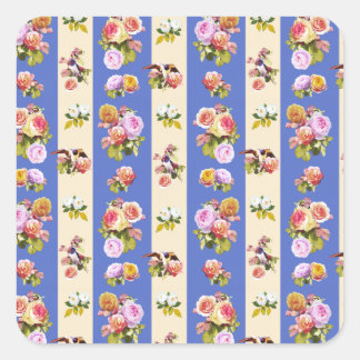 Swallows and roses square sticker