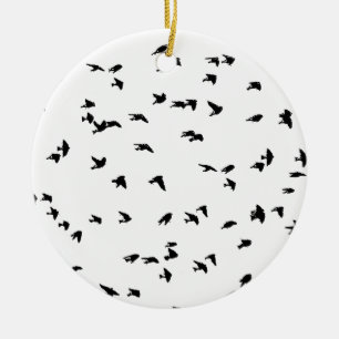 Swallows in Flight Bird Print Ceramic Ornament