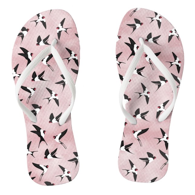 Swallows in the sky -Pink - Big scale Thongs (Footbed)