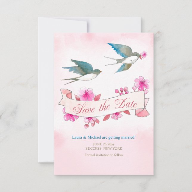 Swallows Save the Date Wedding Announcement (Front)