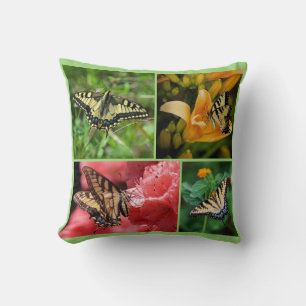 Swallowtail Butterflies Flowers Personalise Name Cushion