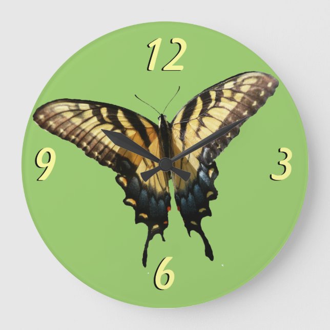 Swallowtail Butterfly III Beautiful Colourful Phot Large Clock (Front)
