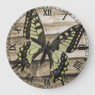 Swallowtail butterfly large clock