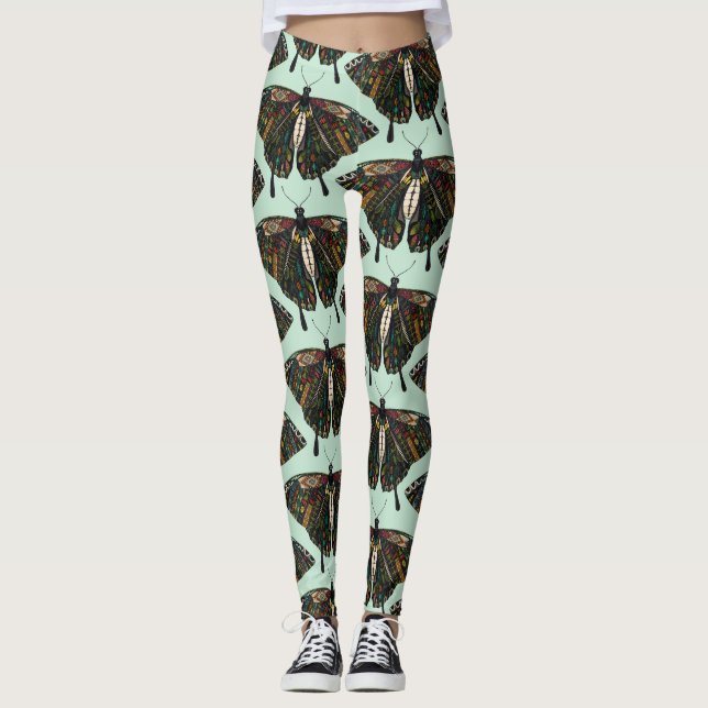 swallowtail butterfly mint leggings (Front)