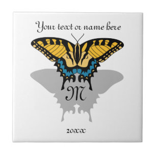 Swallowtail Butterfly Monogram Ceramic Tile