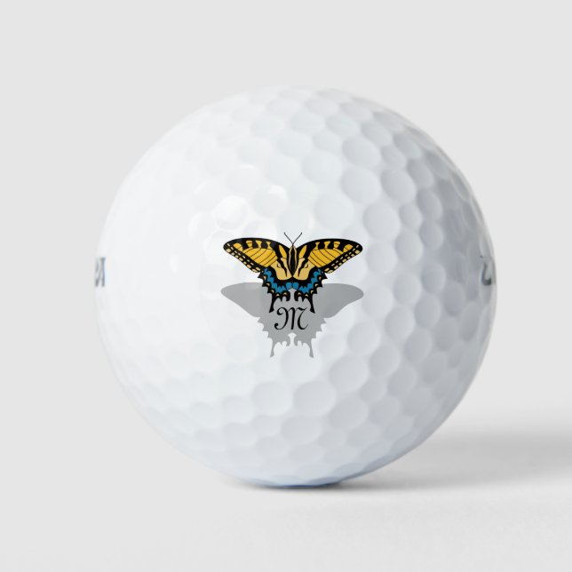 Swallowtail Butterfly Monogram Golf Balls (Front)
