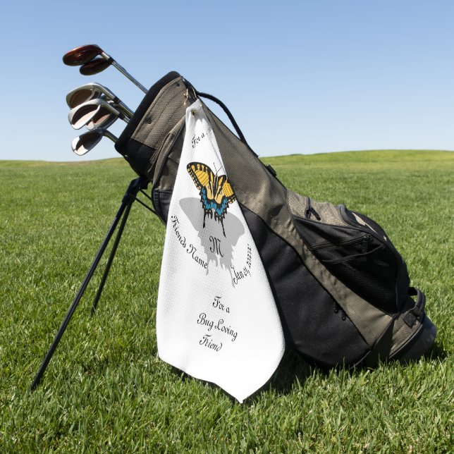 Swallowtail Butterfly Monogram Golf Towel (Green)